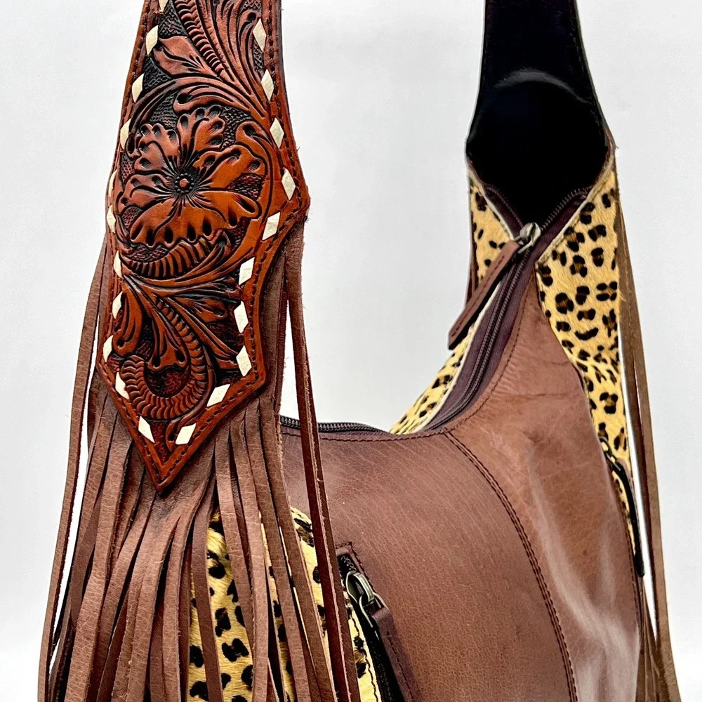 AD American Darling Tooled Cheetah Cowhide/Leather Western Conceal Bag $259 MSRP - Picture 7 of 16